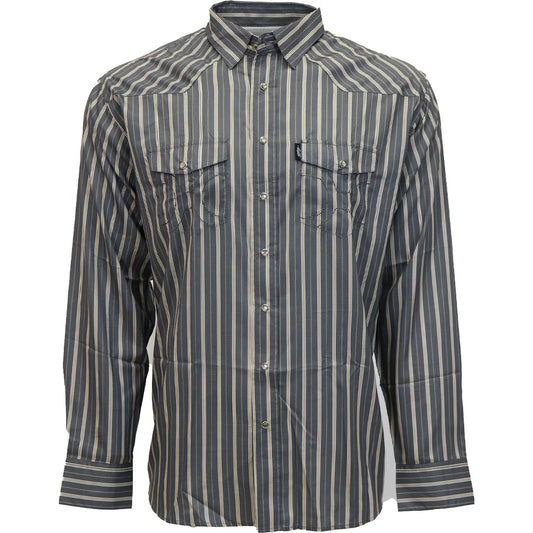 Hooey Men's "Sol" Grey Pin Stripe Long Sleeve Pearl Snap Shirt