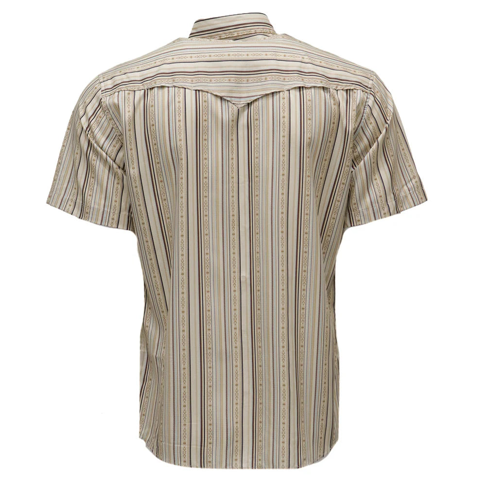 Hooey Men's Short Sleeve "Sol" Pearl Snap Shirt Cream Stripe