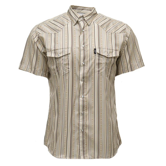 Hooey Men's Short Sleeve "Sol" Pearl Snap Shirt Cream Stripe
