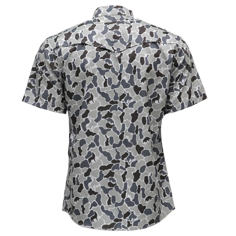Hooey Men's Short Sleeve "Sol" Pearl Snap Shirt Grey Camo