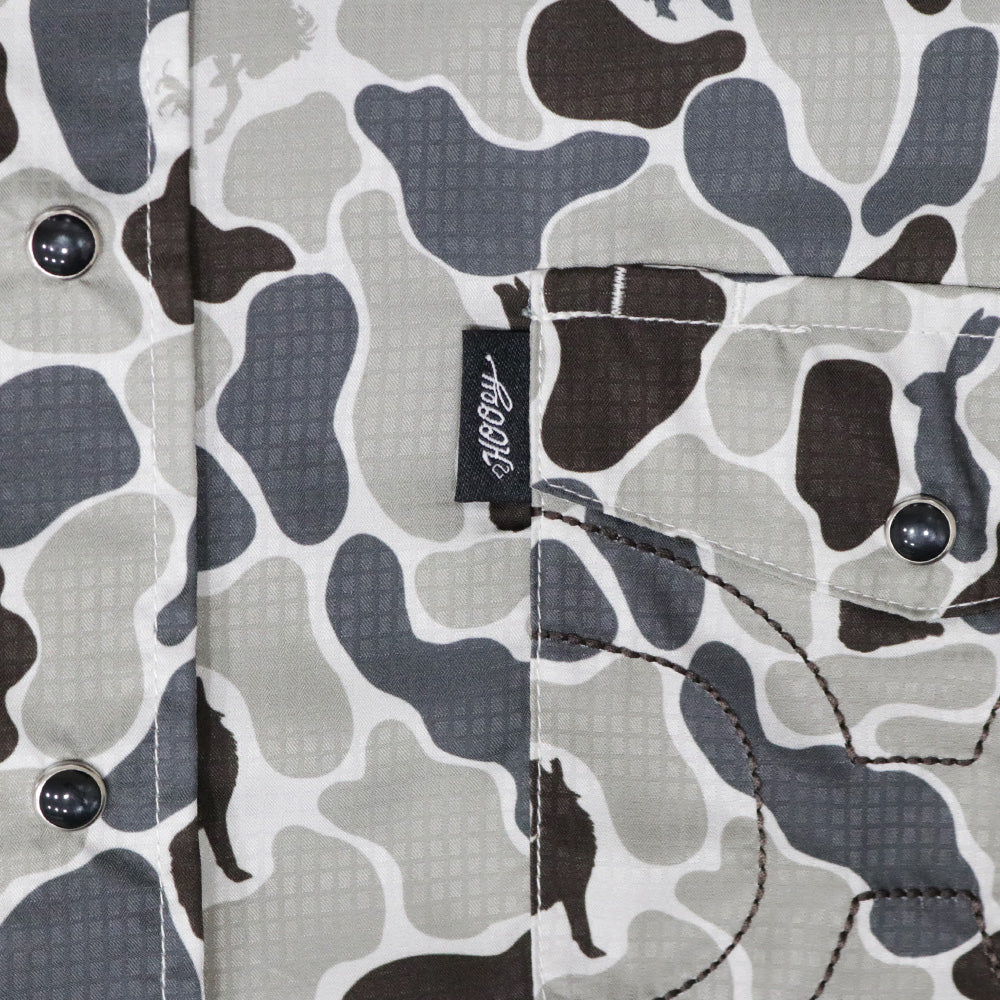 Hooey Men's Short Sleeve "Sol" Pearl Snap Shirt Grey Camo
