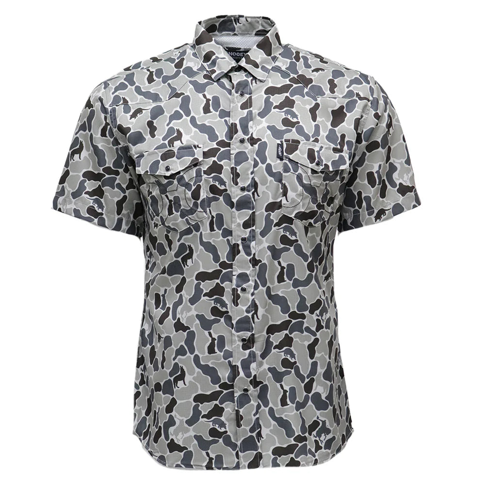 Hooey Men's Short Sleeve "Sol" Pearl Snap Shirt Grey Camo