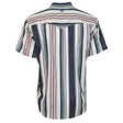 Hooey Men's Short Sleeve "Sol" Pearl Snap Shirt Grey with Red and Blue Stripes