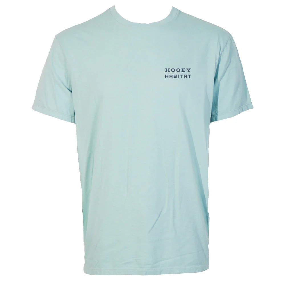 Hooey Men's "Coast" Light Blue Performance Shirt with Indigo Blue Fish Flag Logo on Back