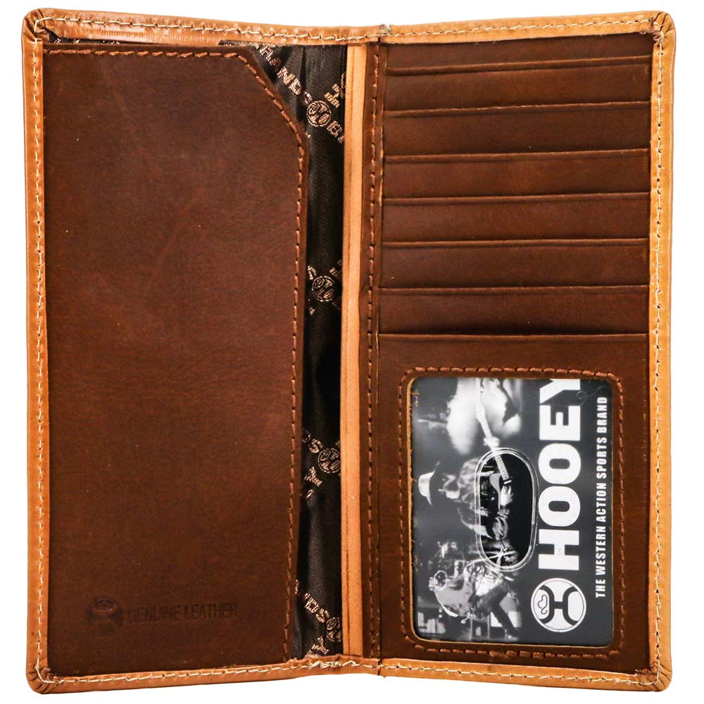 Hooey Phoenix Hand-Tooled Leather Feather Filigree Rodeo Wallet with Black Inlay