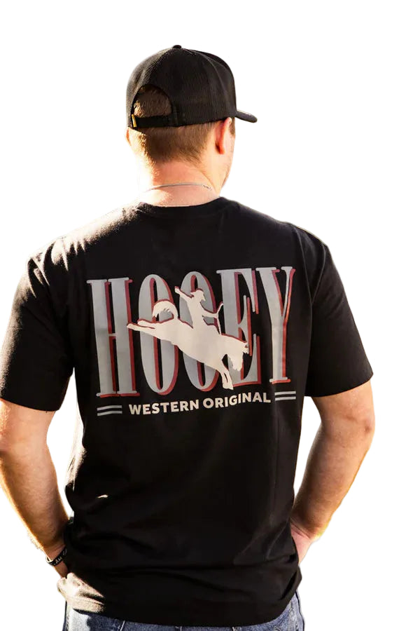 Hooey Men's "Wild Ride" Black with Tan and Grey Hooey Logo T-Shirt