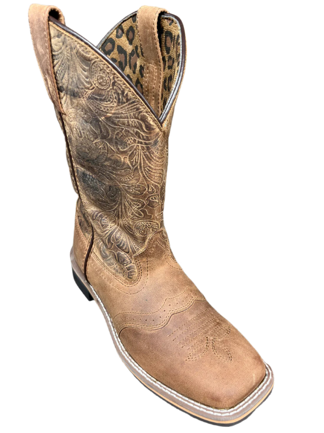 Smoky Mountain Women's Brandy Square Toe Tooled Shaft Boots