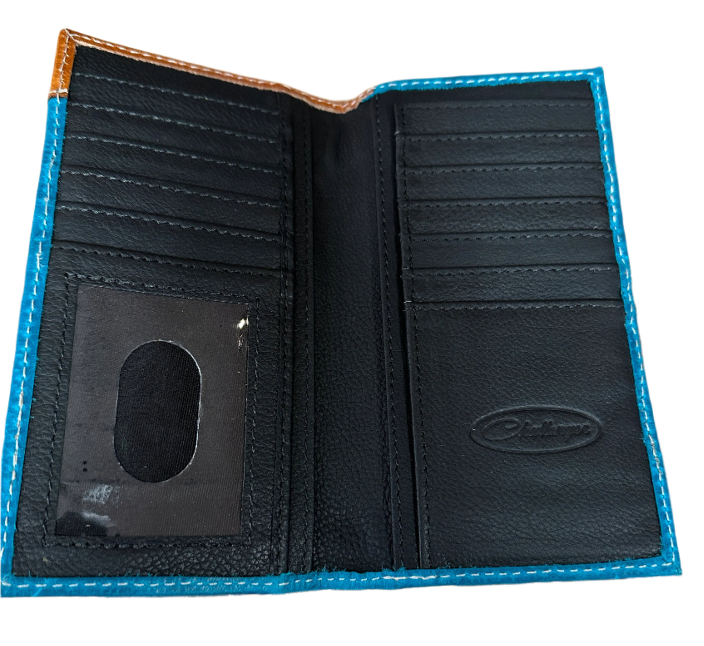 Challenger Western Turquoise Leather Rodeo Wallet