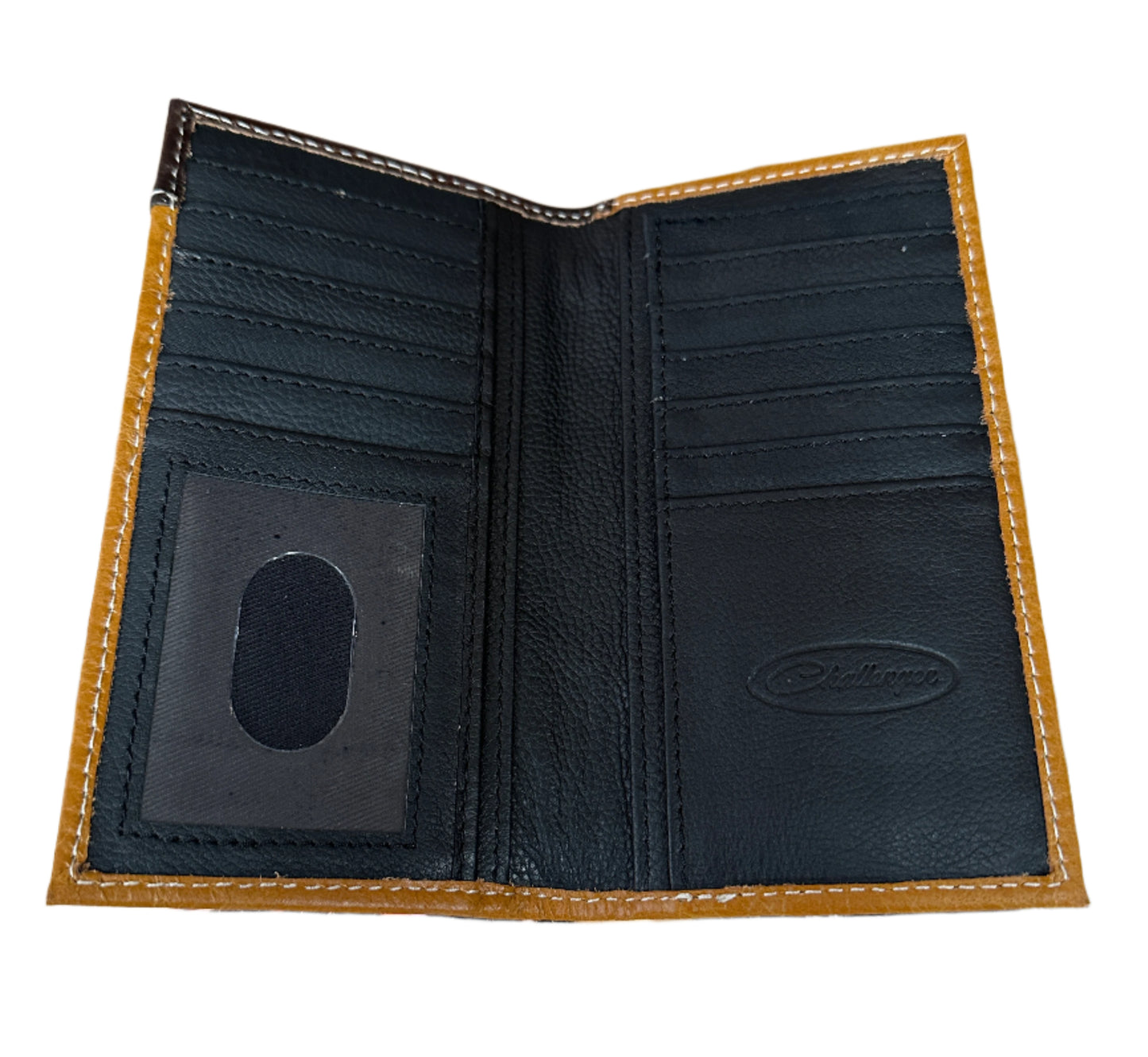 Challenger Western Brown Leather Rodeo Wallet with Tooling Detail