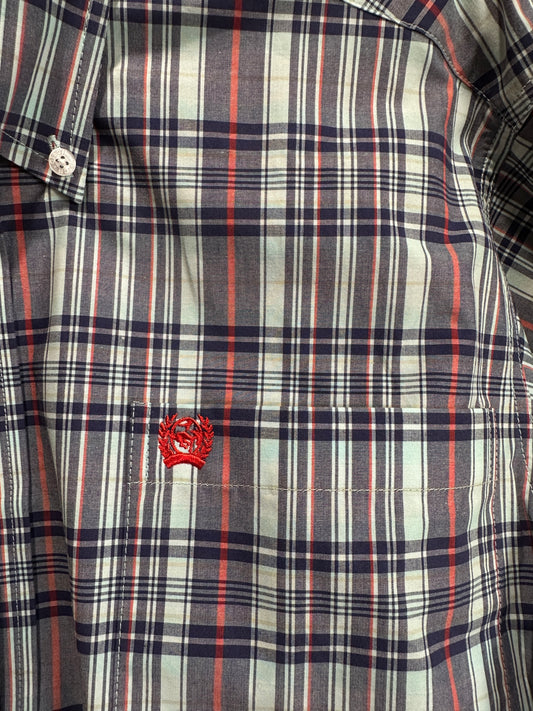 Cinch Men's Long Sleeve Shirt - Light Blue, Navy & Red Plaid