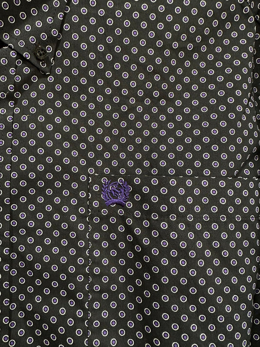 Cinch Men's Long Sleeve Shirt - Black with Purple Dots