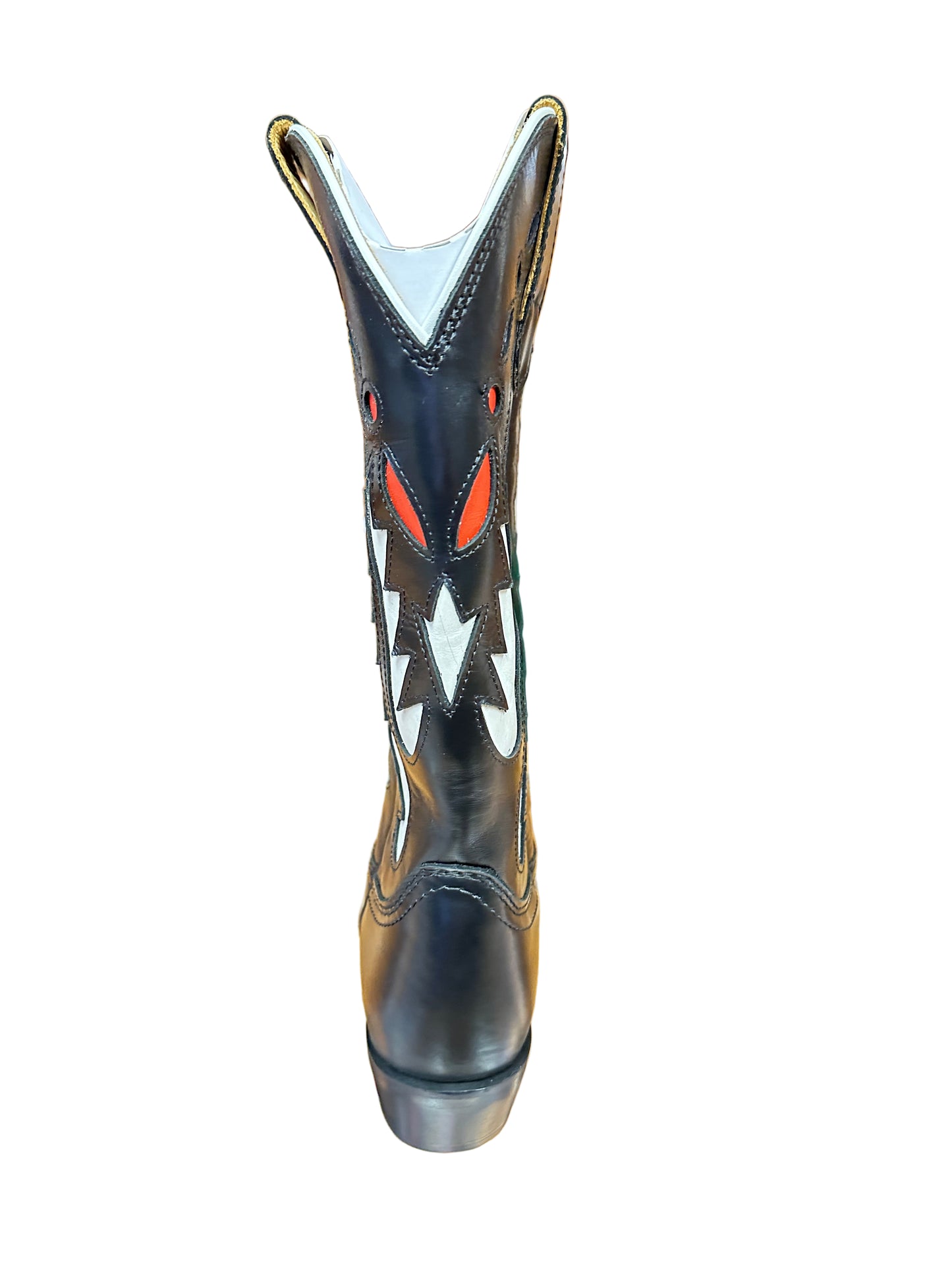 Justin Boots Women's Faye Black Cowhide Boots with White Inlay Design