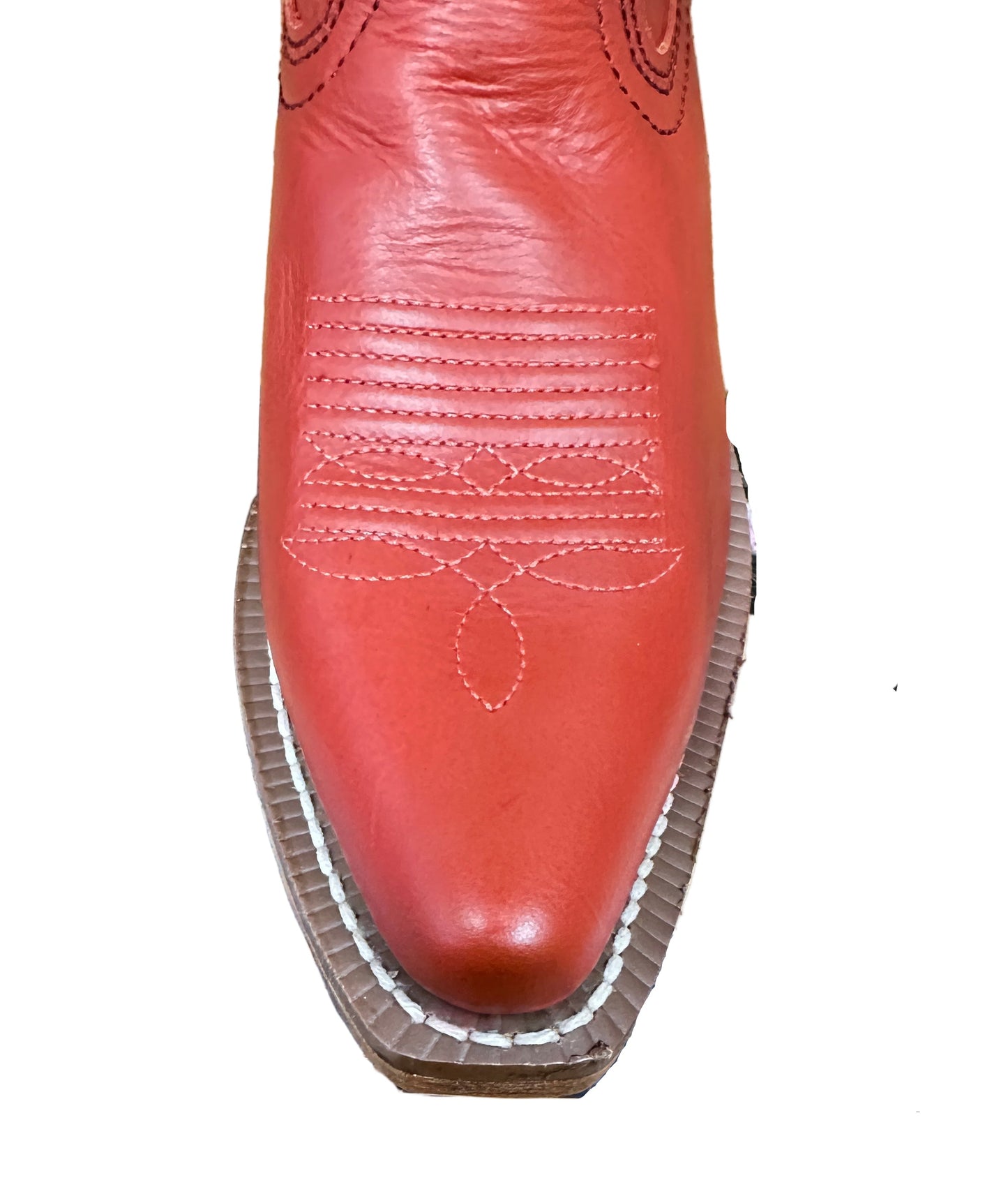 Justin Boots Women's Faye Red Cowhide Boots with White Inlay Design