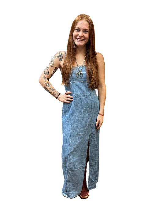Wrangler Women's Fitted Long Denim Dress with Slit