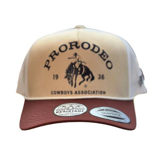 Hooey Ball Cap "Pro Rodeo" Tan and White with Black Embroidered Logo
