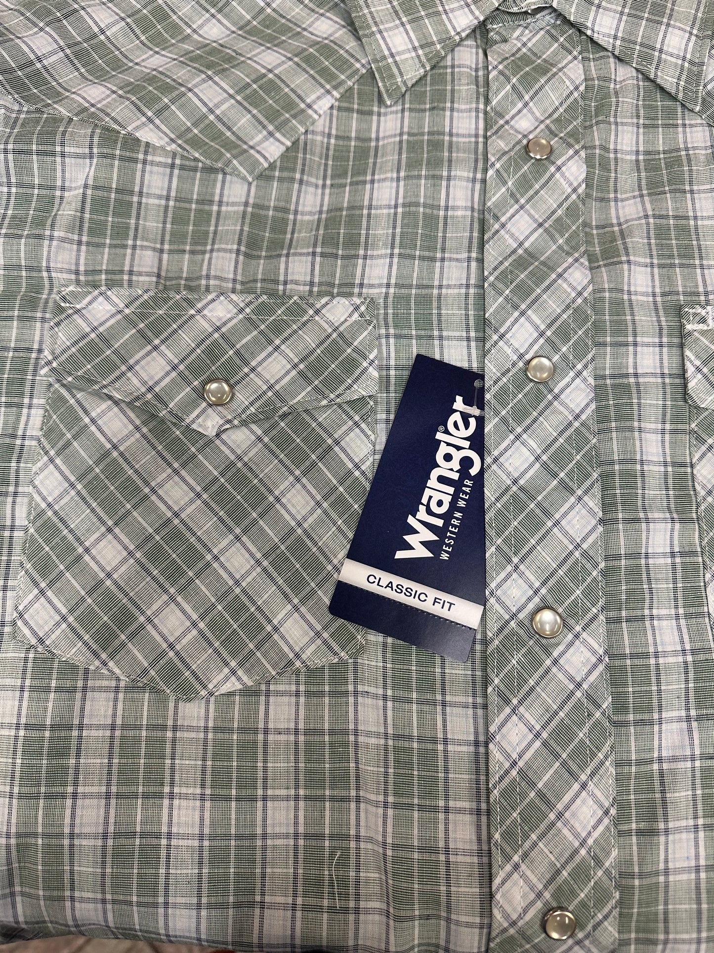 Wrangler Men's Short Sleeve Western Snap Plaid Shirt