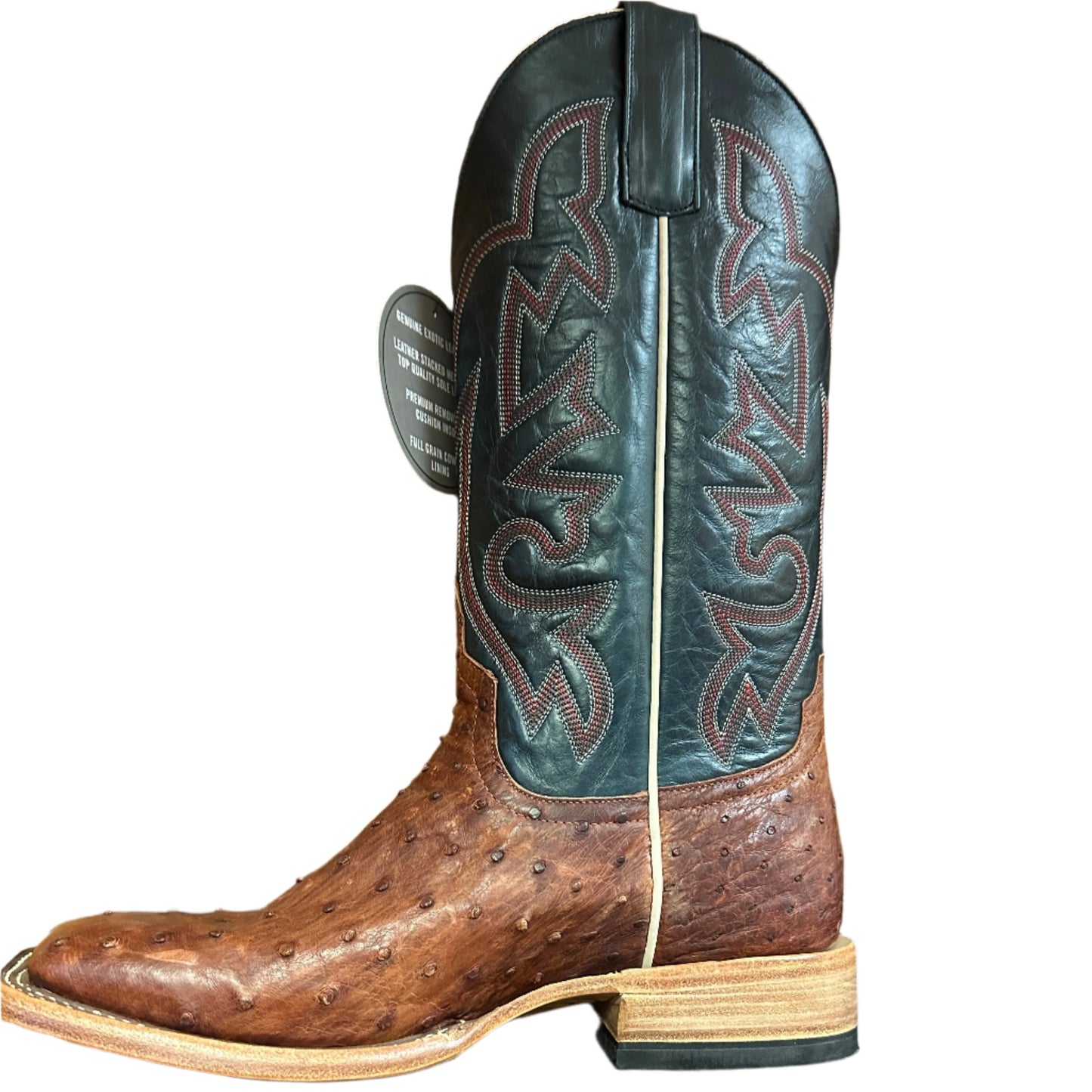 Horse Power Men's Boots - Brown Full Quill Ostrich with Green Top