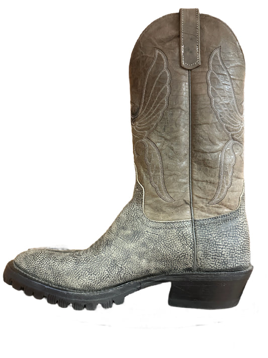 Anderson Bean Men's Boots - Custom Grey Safari Giraffe 13" Top J Toe with Full Lug Vibram Sole