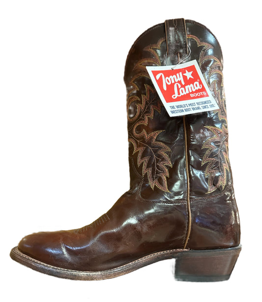 Tony Lama Men's Boots - Brown Patent Leather R Toe