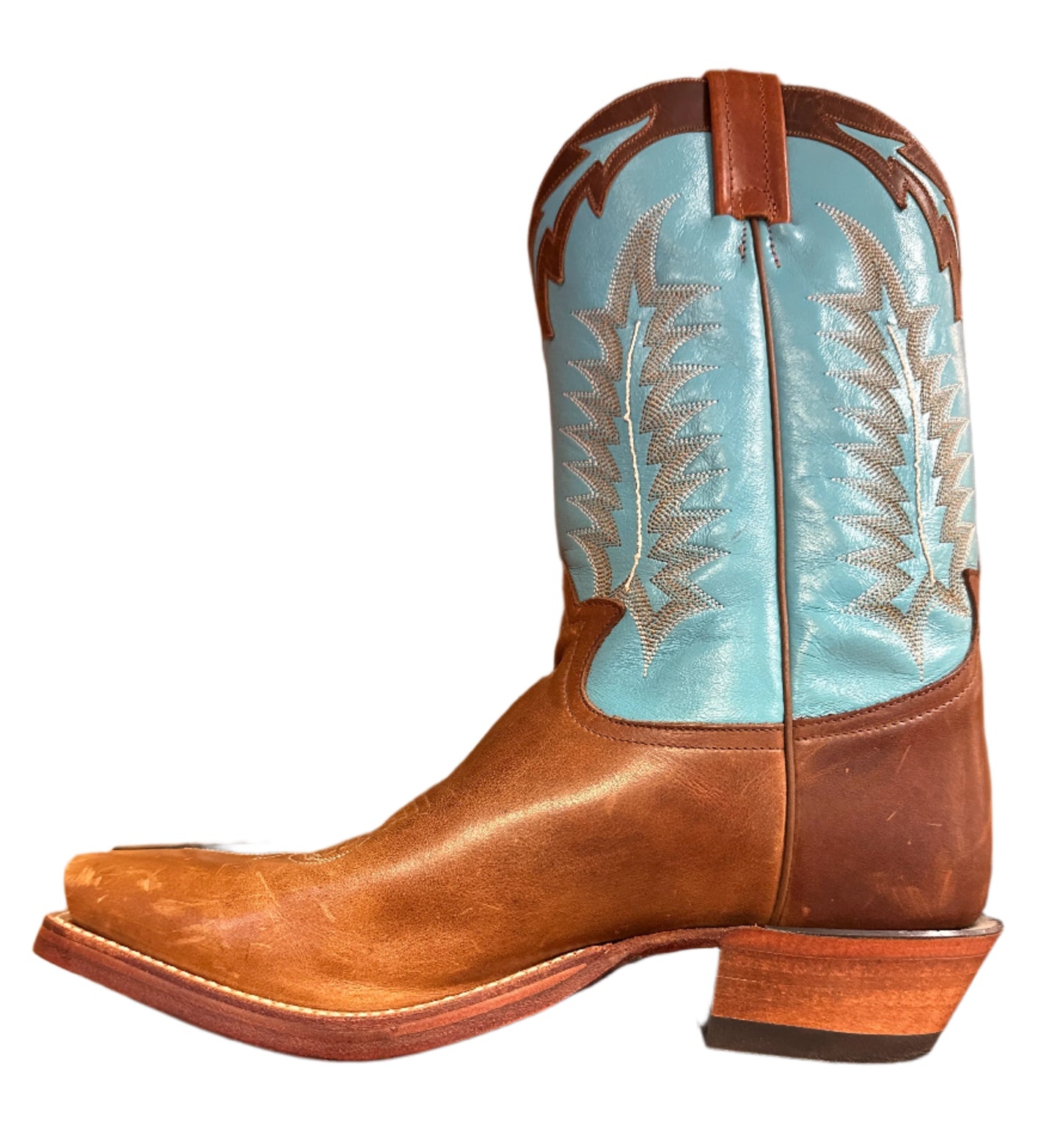 Tony Lama Men's Boots - Brown Snip Toe with Turquoise Top