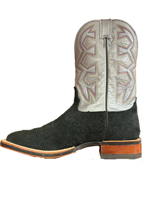 Nocona Men's Boots - Grey Rough-Out Square Toe with Silver Top