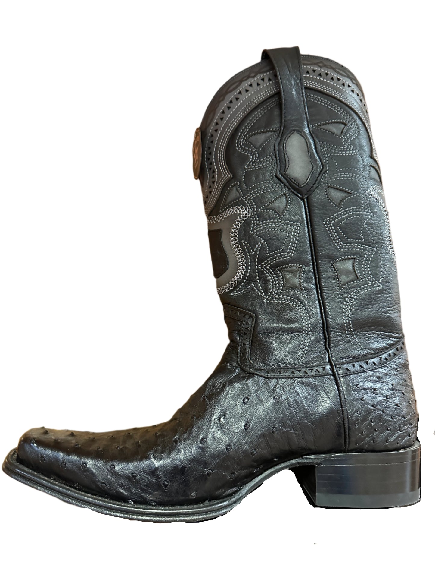 Los Altos Men's Boots - Black Full Quill Ostrich Snip Toe