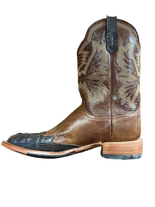 Cinch Men's Boots - Brown Square Toe with Caiman Belly Overlay