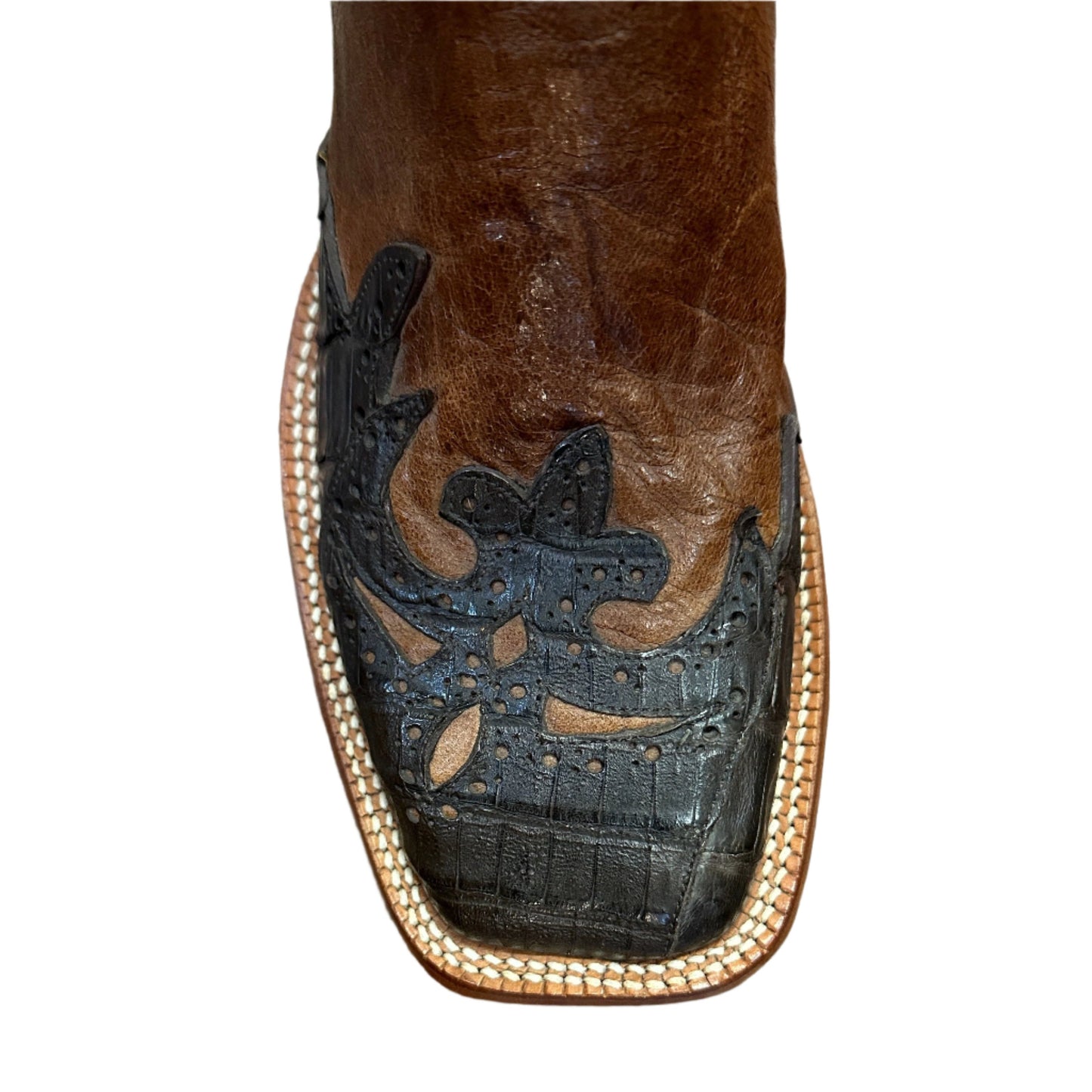 Cinch Men's Boots - Brown Square Toe with Caiman Belly Overlay