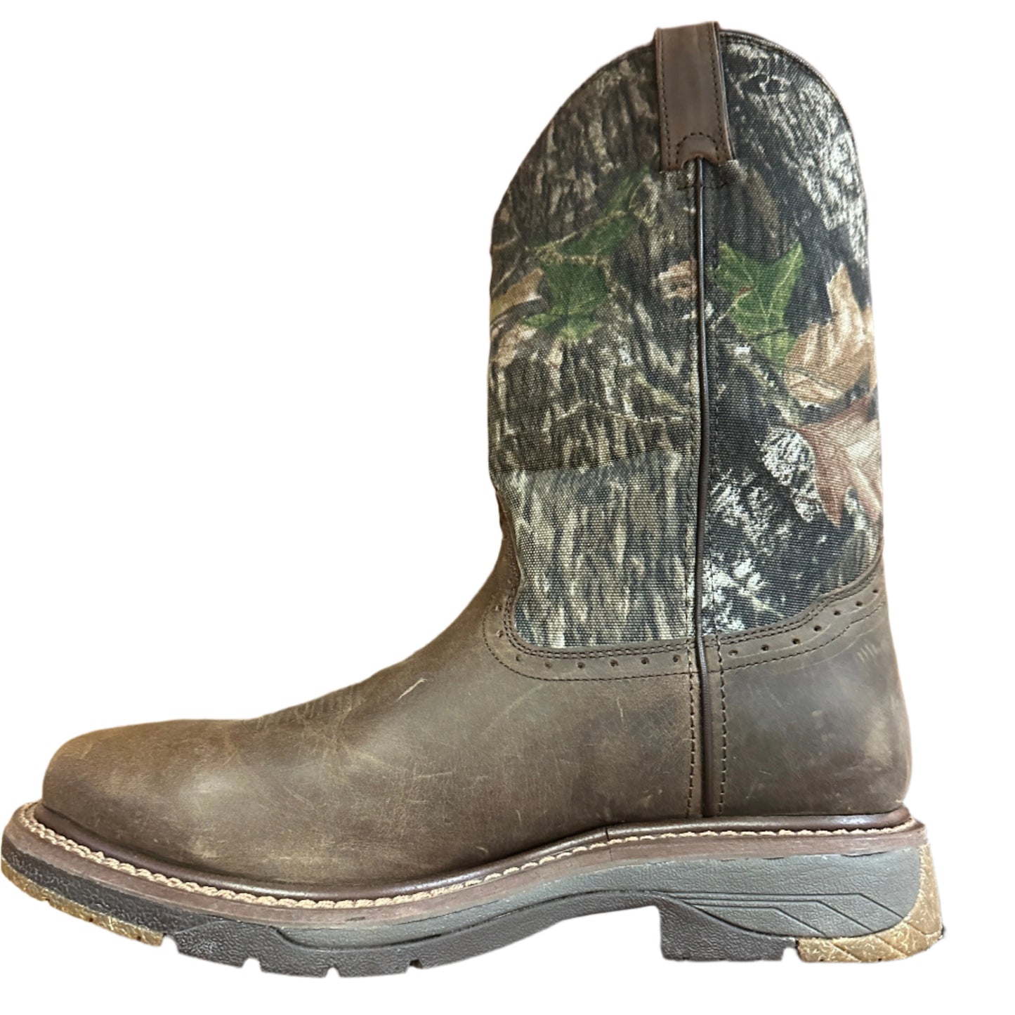 Double H Men's Boots - Waterproof Brown Square Toe Work Boot with Camo Top