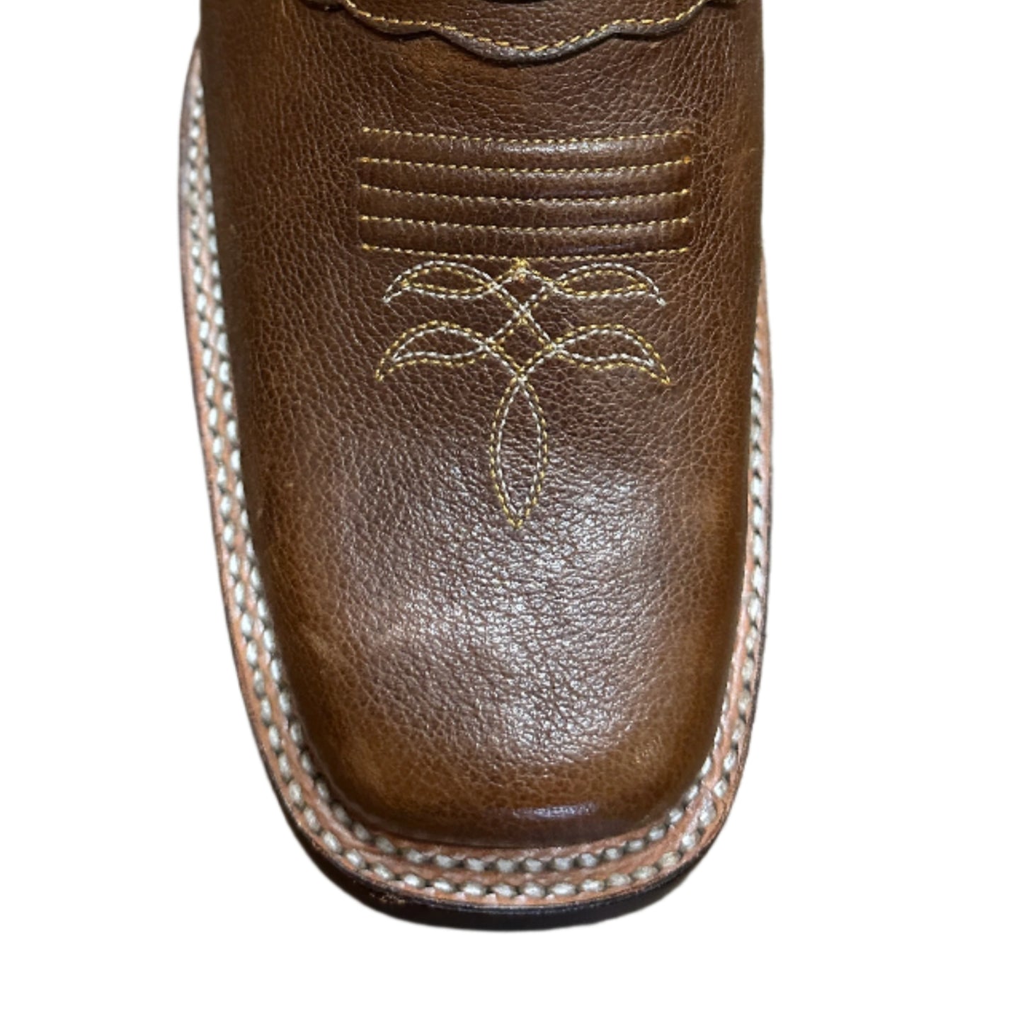 Red Diamond Men's Boots - Brown Bull Skull Saddle Vamp Square Toe with Turquoise Top