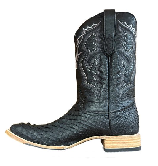 Tanner Mark Men's Boots - Black Matte Python Square Toe
