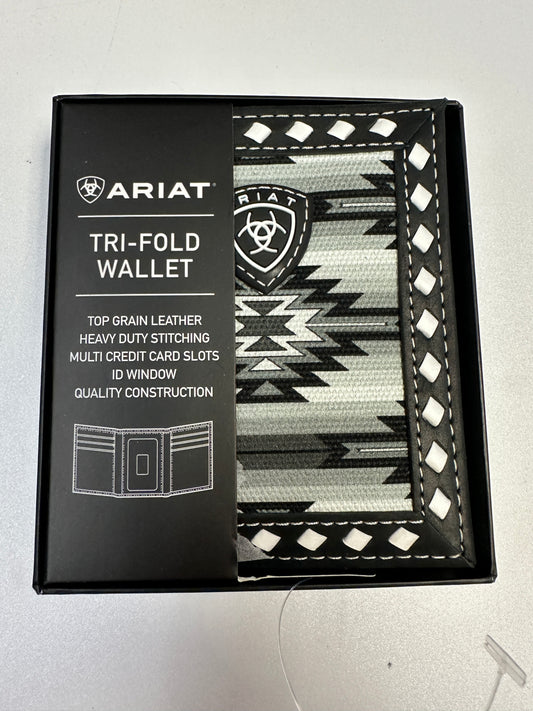 Ariat Wallets - Tri-Fold Southwest Print in Black & Grey