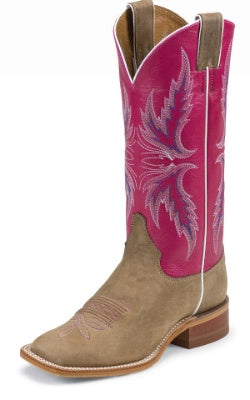 Justin Women's Bent Rail Collection, Square Toe Brown & Pink