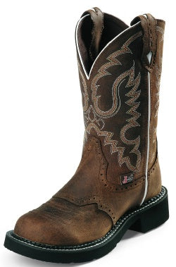 Justin Women's Boots - Gypsy with Aged Bark Cowhide with Perfed Saddle & Round Toe