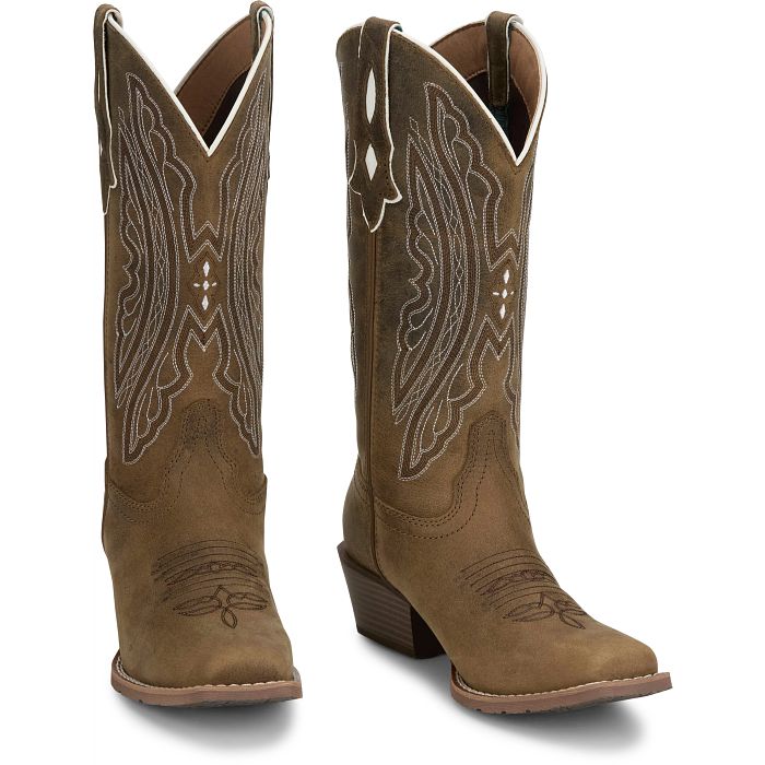 Justin Boots Women's Rae Taupe Water Buffalo 12" Western Boot