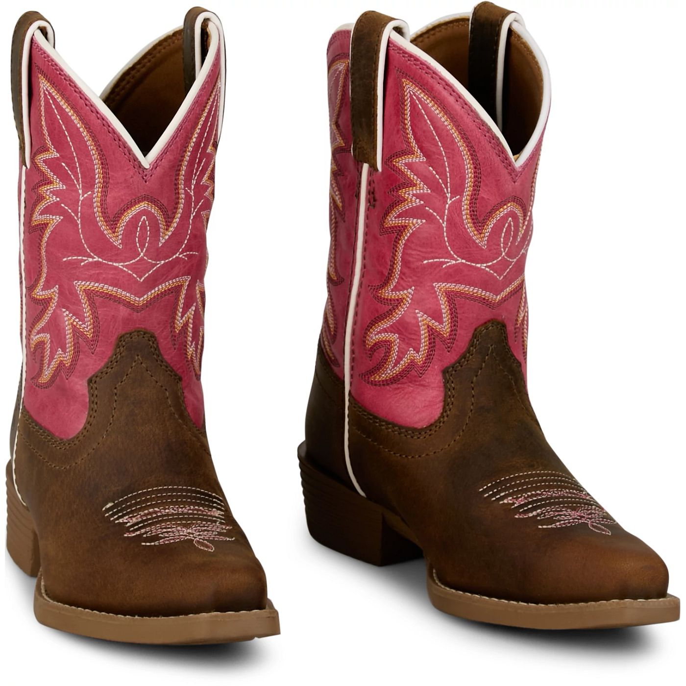 Justin Boots Youth Whinny Junior Brown Pink Water Bufalo