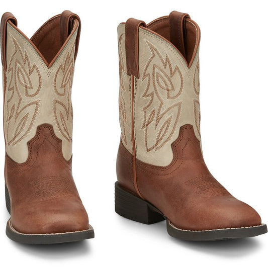 Justin Boots Youth Canter Clay Brown Water Buffalo Boots