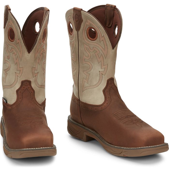 Justin Men's Boots - Rush II Composite Toe Brown Cowhide Work Boot