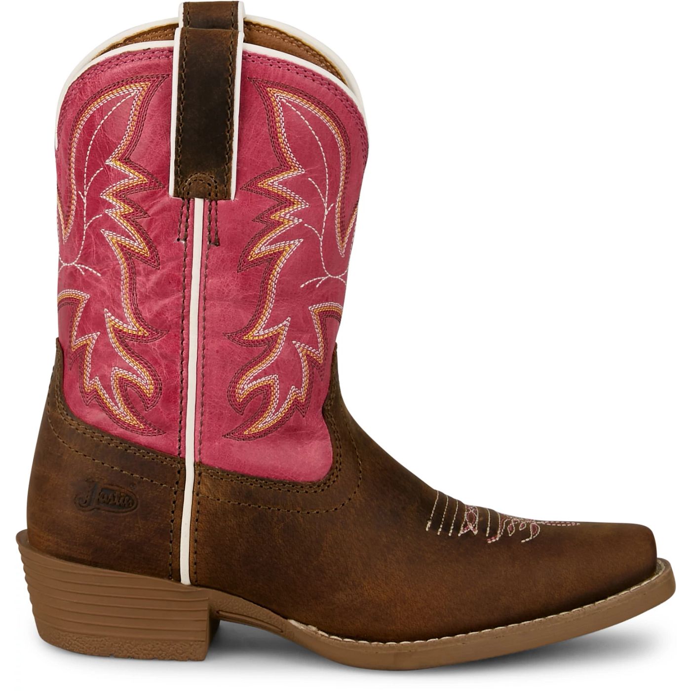 Justin Boots Youth Whinny Junior Brown Pink Water Bufalo