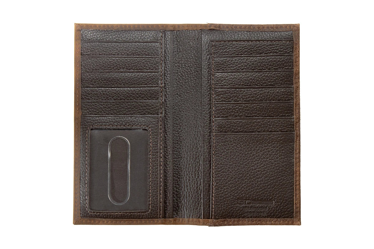 3D Men's Longhorn Overlay Brown Wallet