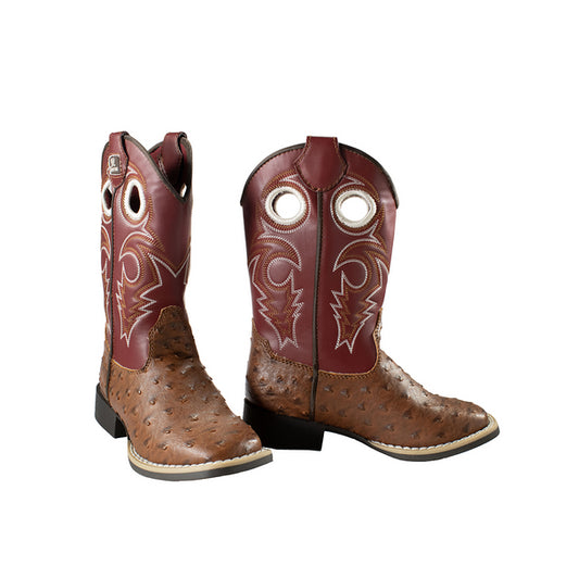 Twister Western Boots Girls Luca Ostrich Square Toe Red