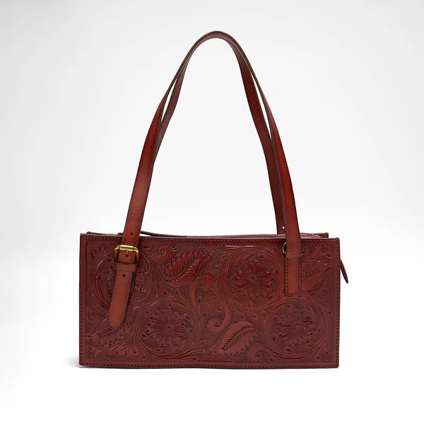 Myra Bag Loyal West Mivva Handtooled Mini Bag - Soft Walnut Leather