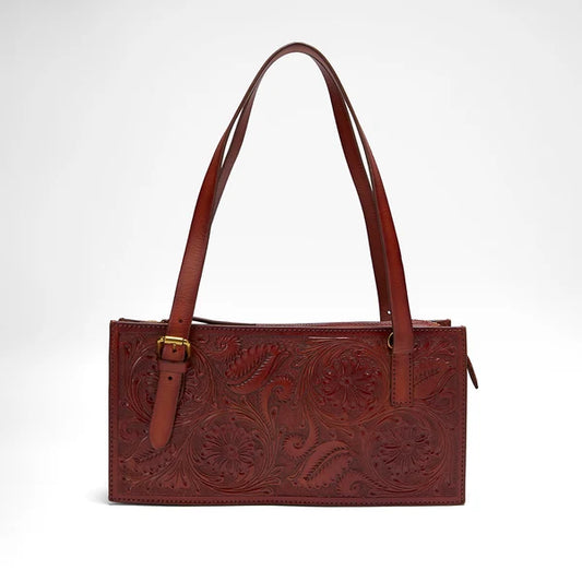 Myra Bag Loyal West Mivva Handtooled Mini Bag - Soft Walnut Leather