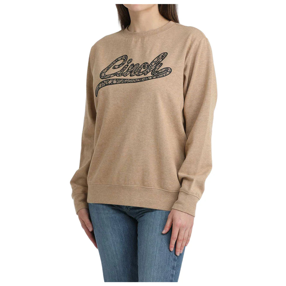 Cinch Women's Long Sleeve Logo Sweatshirt - Heather Brown