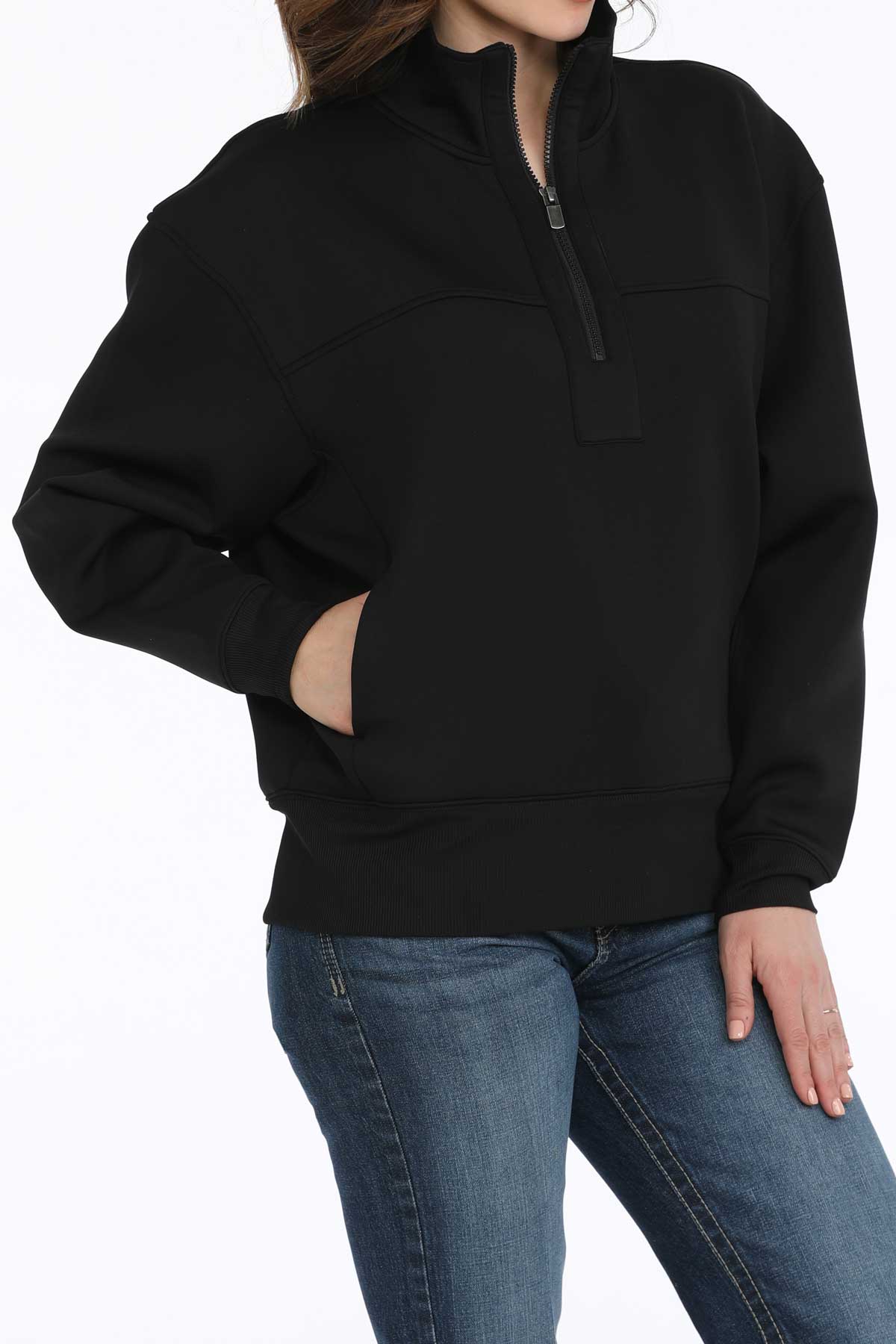 Cinch Women's 1/4 Zipper Pullover - Black