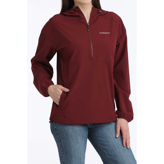Cinch Women's Burgundy 1/2 Zip Windbreaker