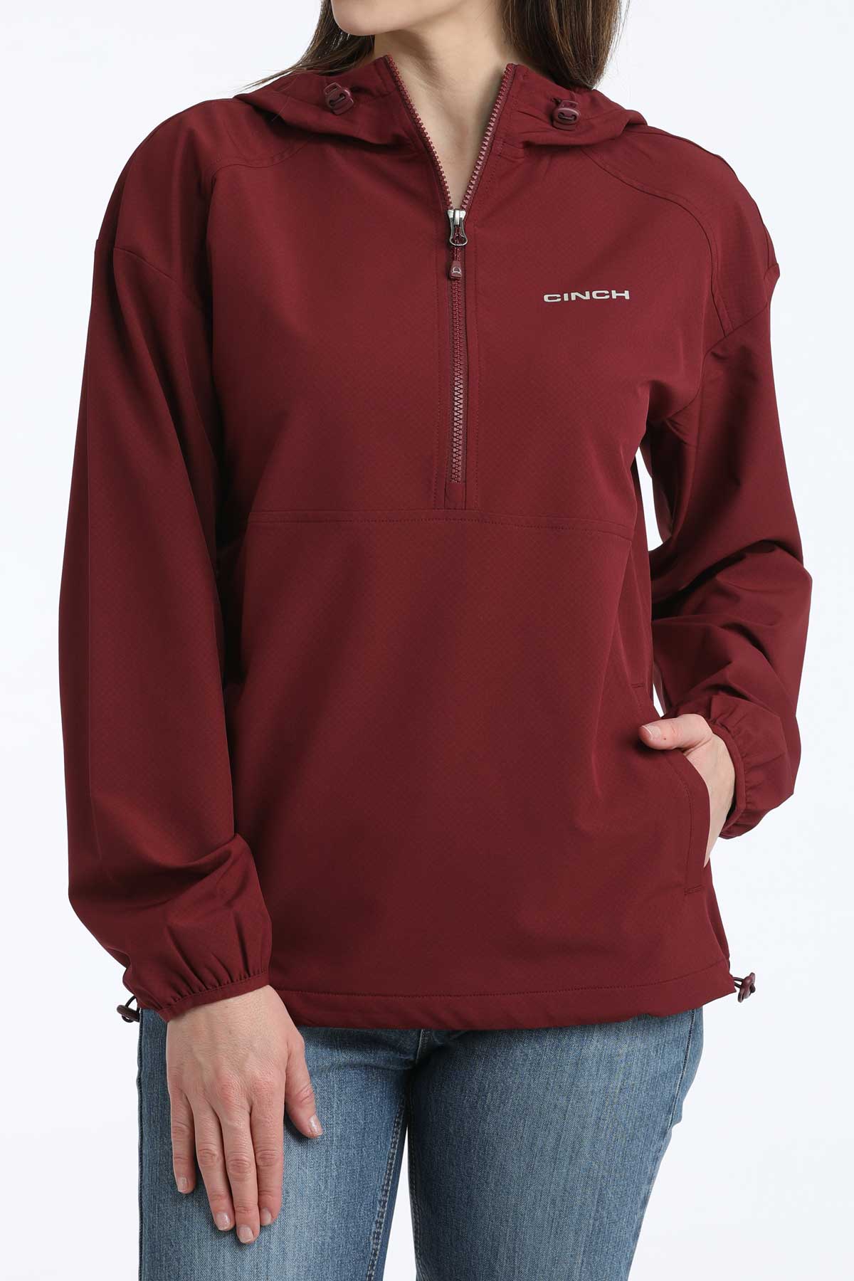Cinch Women's Burgundy 1/2 Zip Windbreaker