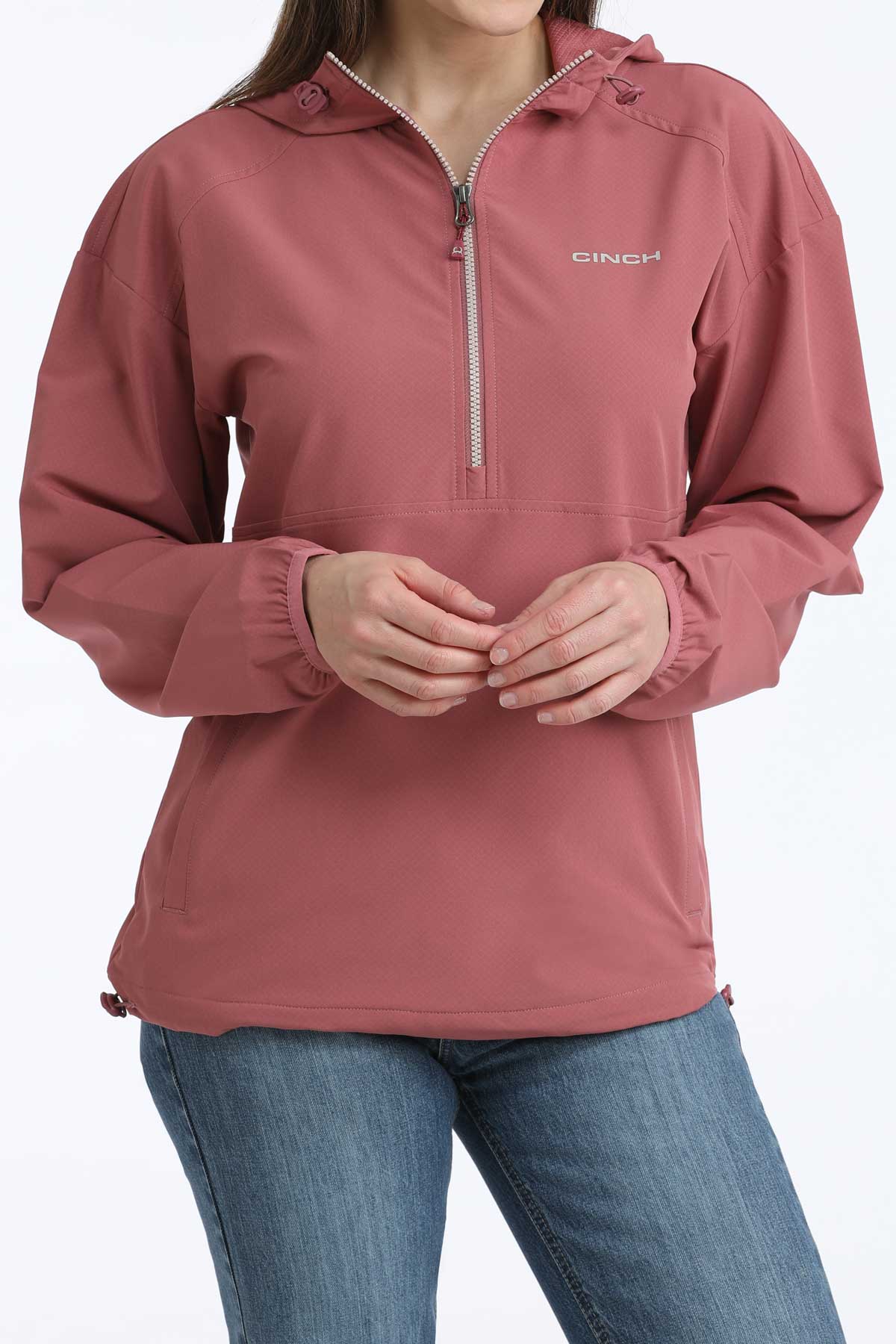 Cinch Women's Pink 1/2 Zip Windbreaker