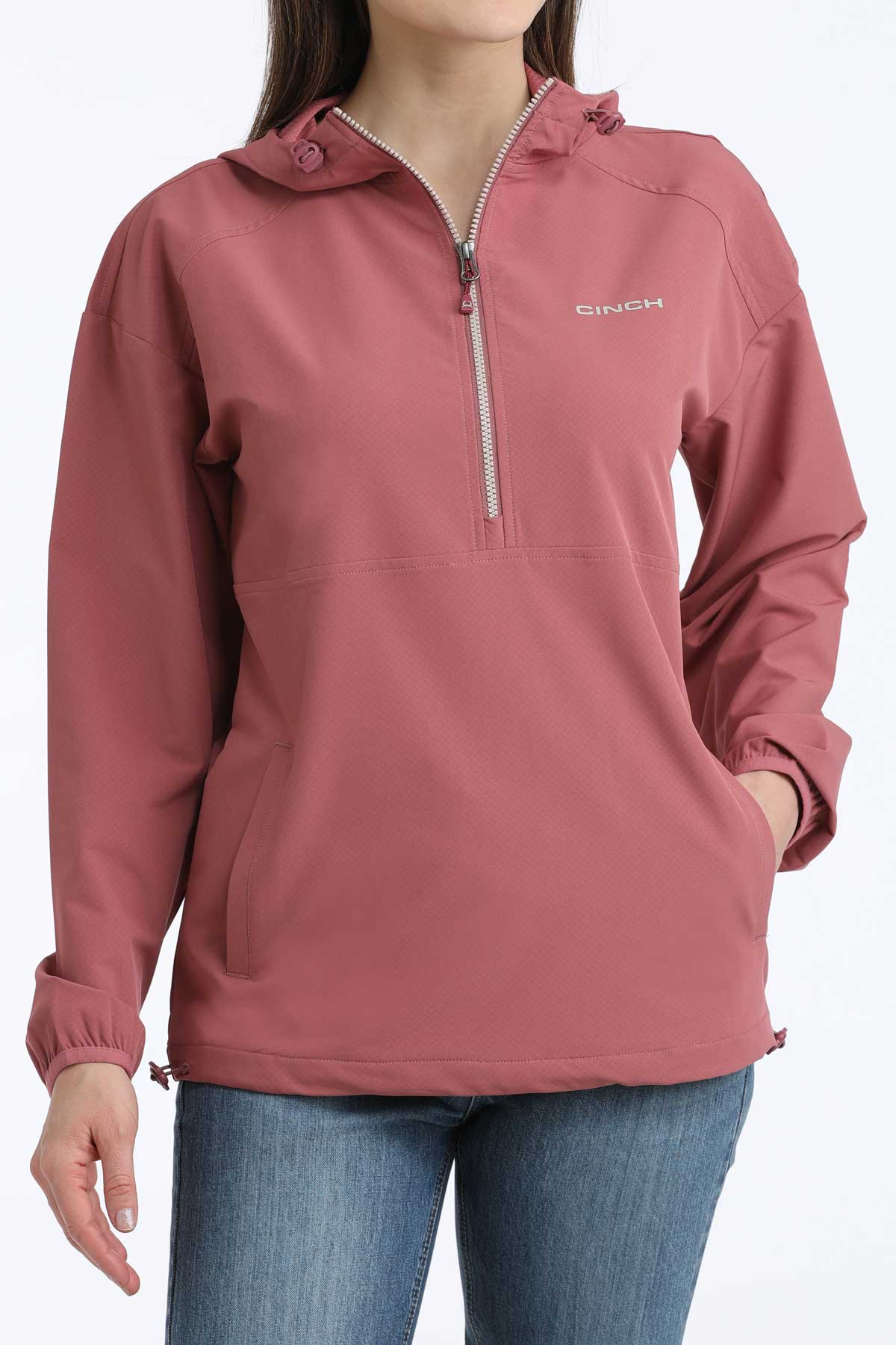 Cinch Women's Pink 1/2 Zip Windbreaker