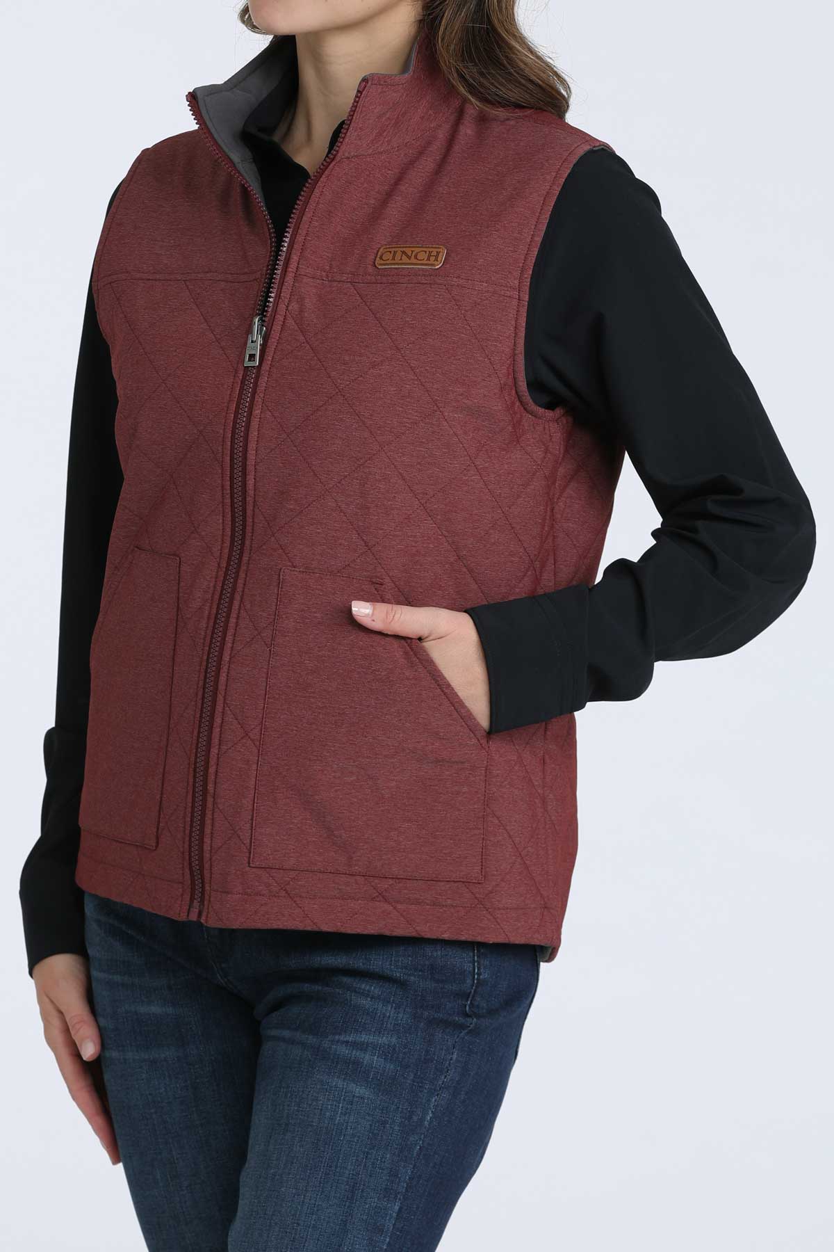 Cinch Women's Reversible Burgundy & Gray Water Resistant Vest
